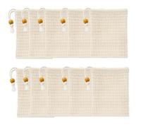 Soap Bag, 10 Pack Soap Bags for Shower, Exfoliating Soap Bar Bag with Drawstring, Cotton Linen Soap Saver Pouch for Bath, Travel-Friendly Soap Storage, 13 X 9 Cm