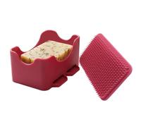 Soap Box - Silicone Leakproof Box with Shower Brush - 2 in 1 Soap Holder with Lid,for Bath, Bathroom, Gym, Travel, Camping, Hiking, Outdoor, Home, Cleaning