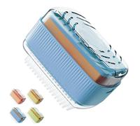 Soap Box With Roller, Soap Box For Cleaning, Multi Functional Soaps Boxs Scrubber With Roller Bubble Case, Scrub Brush With Soaps Dispenser For Laundry, For Home Bathroom Kitchen (Blue)