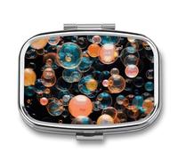 Soap Bubbles Pill Box 2 Compartment - Small Metal Medicine Organizer Portable Pill Case for Purse Pocket Travel Vitamin Organizer for Men Women, BPA-Free