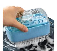 Soap container, soap box with lid for on the go, foam dispenser portable with drain and brush, bathroom accessories for camping, holiday, kitchen