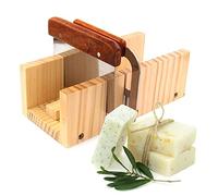 Soap Cutter Set - Adjustable Wooden Soap Making Mold,Rectangular Soap Mold Wooden Box with Stainless Steel Wavy & Straight Cutter for DIY Cutting Keloc