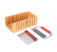 Soap Cutting Tool Set with Straight and Wavy Stainless Steel, Wooden Bread Cutter Mold for DIY Soap, Cake, Biscuit, Chocolate, Reusable Soap Cutter Kit for