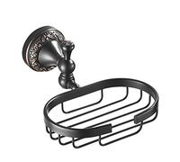 Soap Dish Drain Rack Soap Dish Holder Matte Brass Wall Mounted Quick Drain 3D Wave Decor Black 7.3x5.6 Inches