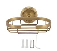 Soap Dish Holder, Bar Soap Holder for Shower Wall Copper Stainless Steel Soap Saver Dish Tray Sponge Holder for Shower, Bathroom, Tub, Kitchen Sink, Antique Gold