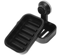 Soap Dish Holder With Suction Cup For Bar Soap And Sponge (Black)
