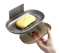 Soap Dish No Drilling with Drain, Soap Holder for Wall Mounting in the Shower (Grey)