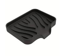 Soap Dish Soap Box Silicone with Water Drain, Soap Dish Flexible Soap Holder Non-Slip for Bathroom Kitchen Shower (Black)