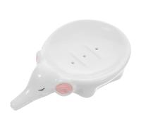Soap Dish White Ceramic Cartoon Elephant Self Draining
