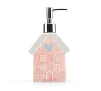 Soap Dispenser, 11.65oz Ceramic Soap Dispenser with Silver Pump, Decorative Pink House Design Liquid Dish Soap Dispenser for Bathroom, Premium Kitchen, As a Gift for Women, Girl and Children