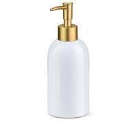 Soap Dispenser, 400ml Ceramic Liquid Dispenser Refillable Hand Lotion Pump Bottles Shampoo Conditioner Shower Gel Dish Detergent Storage Container for Bathroom Countertop Kitchen Laundry Room (White)