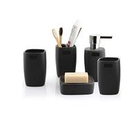 Soap Dispenser 5-piece Bathroom Accessory Set Ceramic Matte Look Set Includes: Lotion Dispenser Toothbrush Holder Soap Dish and 2 Mouthwash Cup Dispenser for Hand Soap(A)