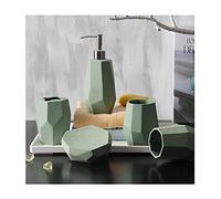 Soap Dispenser 5-piece Lotion Bottle Wash Set Bathroom Dormitory Toiletries Soap Dispenser/toothbrush Cup/mouthwash Cup/soap Dish Solid Color Diamond Dispenser for Hand Soap(Green)