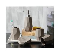 Soap Dispenser 5-piece Lotion Bottle Wash Set Bathroom Dormitory Toiletries Soap Dispenser/toothbrush Cup/mouthwash Cup/soap Dish Solid Color Diamond Dispenser for Hand Soap(Bruin)