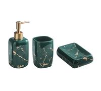 Soap Dispenser Bathroom Toiletries Set 3 Pcs Include: Lotion Soap Dispenser, Mouthwash Cups And Soap Dish Lotion Pump Dispenser(Green)