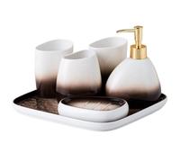 Soap Dispenser Bathroom Toiletries Set 6 Pcs Include: Lotion Soap Dispenser,Mouthwash Cups,Toothbrush Holder,Soap Dish And Tray Lotion Pump Dispenser(Green)