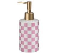 Soap Dispenser, Checkerboard Pattern Ceramic Refillable Soap Lotion Dispenser With Pump For Bathroom Vanity And Kitchen Sink, 300ml/10.6oz, 1pcs(Pink)