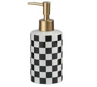 Soap Dispenser, Checkerboard Pattern Ceramic Refillable Soap Lotion Dispenser With Pump For Bathroom Vanity And Kitchen Sink, 300ml/10.6oz, 1pcs(Black)