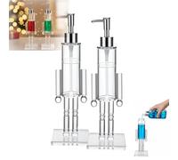 Soap Dispenser, Christmas Clear Soap Liquid Bottle, Refillable Christmas Lotion Container for Xmas Kitchen Bathroom Counters Decor (2pcs)