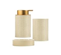 Soap Dispenser Creative Ceramic Bathroom Three-piece Set Including Soap Dispenser, Mouthwash Cup And Soap Dish(Beige)