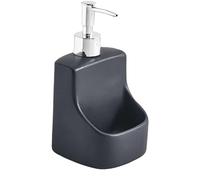 Soap Dispenser, Creative Multifunction Ceramic Soap Dispenser With Dish Holder, Bathroom Kitchen Sink Organizer, 9.5x9.5x18cm 1pcs(Black)