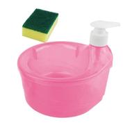 Soap Dispenser for Bathroom - 1000ml Kitchen Dish Dispenser, 2 in 1 Countertop Detergent with Brush Organizer | Manual Press, Eco-Friendly PE Holder for Scrubber