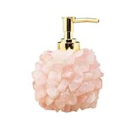Soap Dispenser for Bathroom Natural Rainbow Fluorite Rose Quartz Crystal Manual Soap Dispenser Aesthetic Kitchen Decor(Pink)