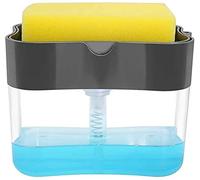 Soap Dispenser for Kitchen, Dish Soap Dispenser and Sponge Holder 2 in 1, Kitchen Soap Pump Dispenser Caddy, Countertop Soap Dispenser, Sponge Caddy, Dispenser 380ml (Gray)