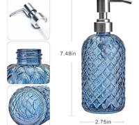 Soap Dispenser Glass Push Lotion Bottle 400ml Home/Hotel/Bathroom Soap Holder Transparent Cylindrical Blue/Clear/Green/Orange Wash Dispensers(Blue)