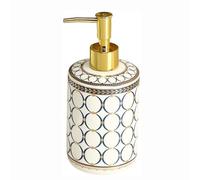 soap dispenser Home Decor, Ceramic Soap Dispenser Decor Kitchen Liquid Bathroom Vintage Elegant Stripe Pattern Pump Bottle Bohemian Farmhouse Art soap container(Circle Blue)
