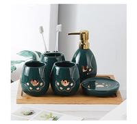 Soap Dispenser Household Ceramic Dental Bowl Wash Mouth Cup Soap Dispenser Soap Dish with Tray Bathroom Six-piece Bathroom Toilet Set Bathroom Soap Dispensers(B)