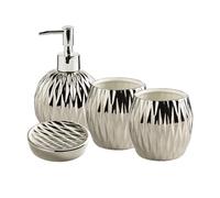 Soap Dispenser Light Luxury Ceramic Bathroom 5-piece Set Includes Soap Dispenser, Mouthwash Cup And Soap Dish Lotion Pump Dispenser(Silver)
