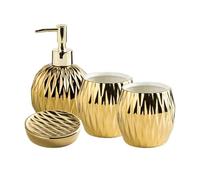 Soap Dispenser Light Luxury Ceramic Bathroom 5-piece Set Includes Soap Dispenser, Mouthwash Cup And Soap Dish Lotion Pump Dispenser(Gold)