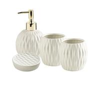 Soap Dispenser Light Luxury Ceramic Bathroom 5-piece Set Includes Soap Dispenser, Mouthwash Cup And Soap Dish Lotion Pump Dispenser(White)