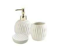 soap dispenser Light Luxury Ceramic Bathroom Four-piece Set Includes Soap Dispenser, Mouthwash Cup And Dish Soap Dispensers(White)