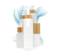 Soap Dispenser Matte Glass 150 ml for Filling Pack of 2, Pump Dispenser Empty with Bamboo Closure and Engraving for Liquid Soap, Washing Up Liquid, Shampoo, Natural Cosmetics