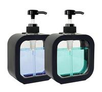 Soap Dispenser, Pack of 2 Shower Gel Dispenser, 500 ml Pump Dispenser, Small Plastic Soap Dispenser, Fillable with Shower Gel, Shampoo, Hand Soap, Suitable for Kitchen, Bathroom, Laundry Room (Black)