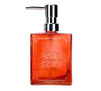 Soap Dispenser Red Square Recycled Glass Soap/Lotion Dispenser Transparent Manual Press Bottle Lotion Glass Bottle with Pump (Chrome Rustic) Dispenser for Hand Soap(Red)