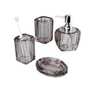 Soap Dispenser Resin Bathroom Accessories Set 4 Pcs, Lotion Soap Dispenser, Mouthwash Cup, Toothbrush Holder,soap Dish Lotion Pump Dispenser(Gris)