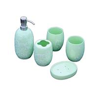 Soap Dispenser Set Bathroom Accessory Sets Ceramic Simple Wash Five-piece Jade Ice Porcelain 5 Set Solid Color Bathroom(Grün)