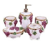 Soap Dispenser Set Bathroom Accessory Sets Grape Ceramic Five-piece Wash Set Brushing Practical Cup European Gift Bathroom