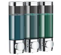 Soap Dispenser,Shampoo Dispenser Wall Mounted for Bathroom,Silver 3 Chamber 300mL*3 Simple Human Plastic Body Wash Shower Gel Shampoo Conditioner Soap