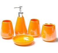 Soap Dispenser Soap Lotion Dispenser 5 Piece Bathroom Accessories Set Pearly Appearance Bath Ensemble,Ceramic Bath Set With Liquid Soap Dispenser,Etc,Multicolor Lotion Pu-D