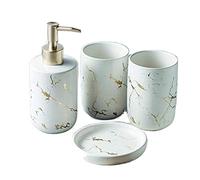Soap Dispenser Soap Lotion Dispenser Ceramic 4 Pieces Bathroom Ensemble For Bath Decor Includes Lotion Dispenser Soap Dish Soap Dispenser Kitchen Bathroom-White-4pc