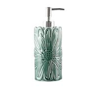 Soap Dispenser This Ceramic Soap Dispenser Features A Crackle Glaze Finish And Is Decorated With A Green Floral Pattern