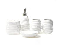 Soap Dispenser Threaded Ceramic Toiletries Set Soap Dispenser Home Bathroom Bedroom Lotion Bottle/Mouth Cup/Toothbrush Holder/Soap Dish White Dispenser for Hand Soap