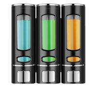 Soap Dispenser Wall-Mounted, No-Drill Installation for Shower Gel, Shampoo, Conditioner & Dish Detergent, 3-Chamber 400ml Large Capacity for Home Bathroom, Hotel, Office (Black)