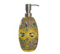 Soap dispenser with stainless steel pump, 300ml mosaic glass soap dispenser, kitchen hand sanitiser detergent dispenser, bathroom hand sanitiser lotion shower gel dispenser, reusable.