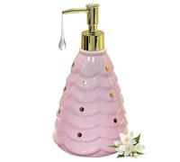 Soap Dispensing Christmas Tree Shaped Refillable Liquid Bottle 26Oz Ceramic Lotion With Gold Pump Dish For Kitchen New Home Essentials(Rose)