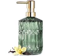 Soap Dispensing Clear Glass Soap Dispenser With ABS Plastic PumpCrystal Lotion Dispensers For Kitchen Sink New Home Essentials(Grn)